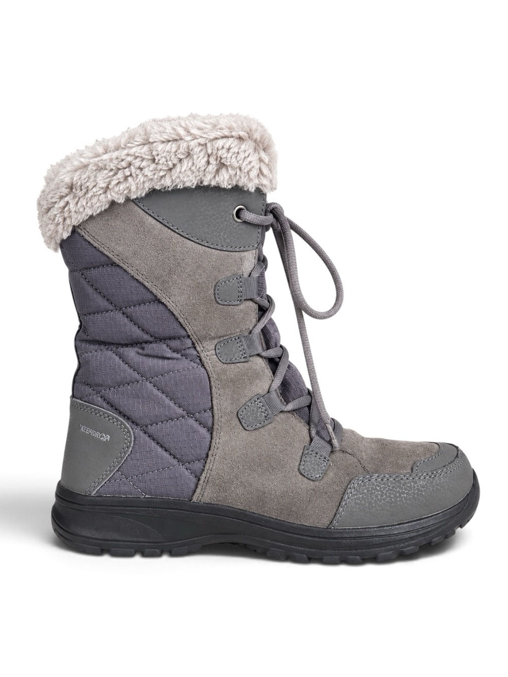 Columbia Ice Maiden II Waterproof Winter Boots Gray Faux Fur Size 6.5